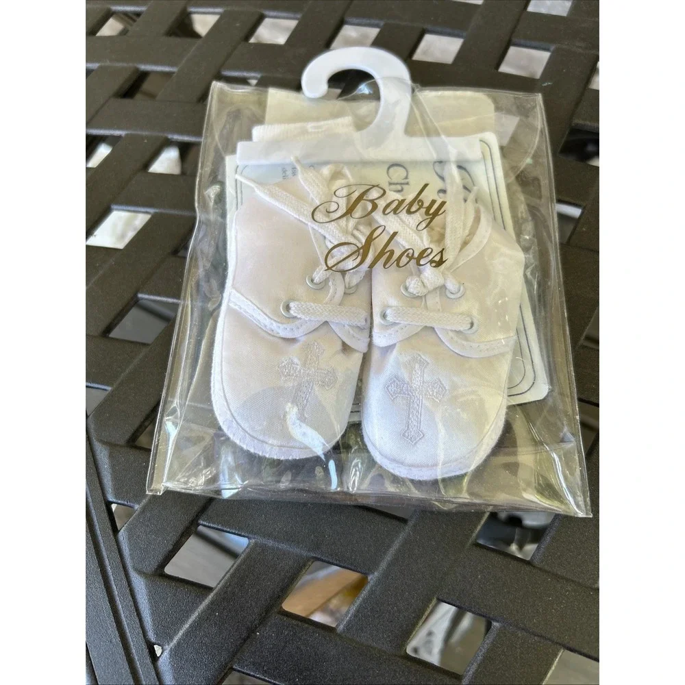 Vintage 90's White Christening Baby Shoes Booties In Package‎ Doll